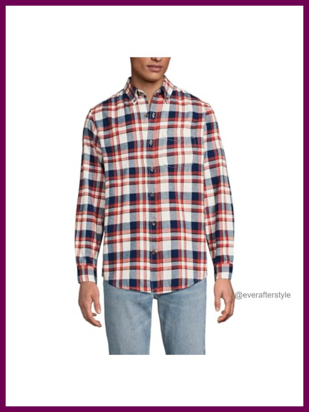 Flannel Button Down Shirt 100% Cotton Classic Fit Long Sleeve